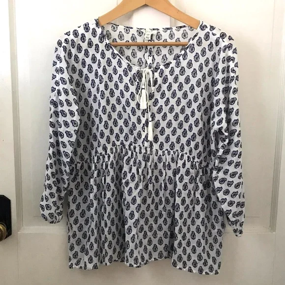 Soft Joie Ulyana gauze printed peasant blouse RUNS LARGE - Picture 2 of 13
